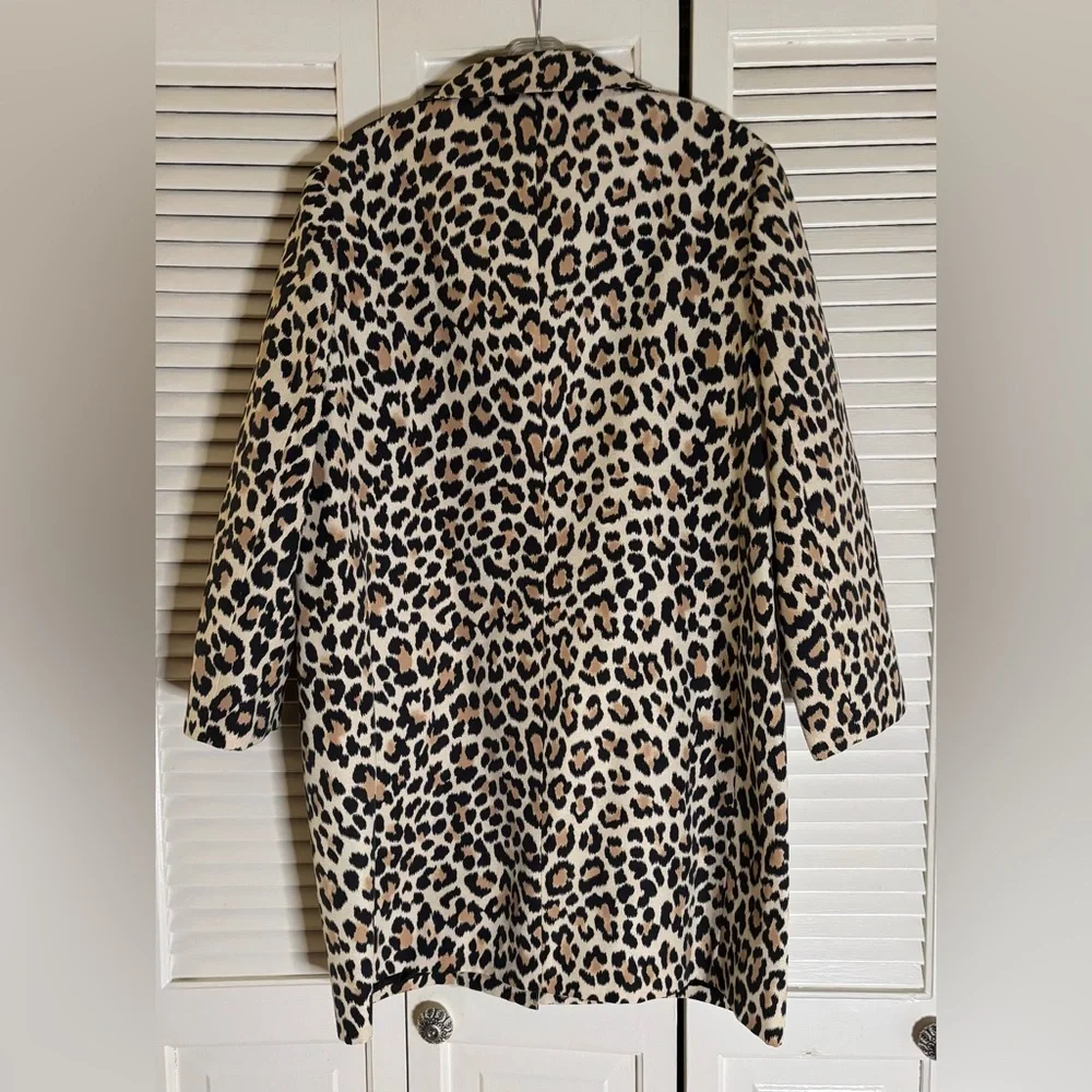 KATE SPADE silk blend LEOPARD coat TOPPER button front PLUS SIZED 14 - Picture 5 of 7